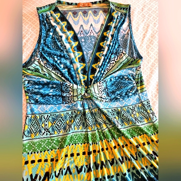 Peck & Peck Weekend Women’s V-neck Empire Waist Knit Maxi Dress Green 58"x16" - Picture 3 of 4